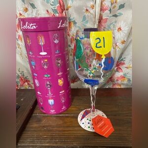 Lolita “Celebrate” 21st Birthday Hand-Painted Wine Glass – NWT with Box